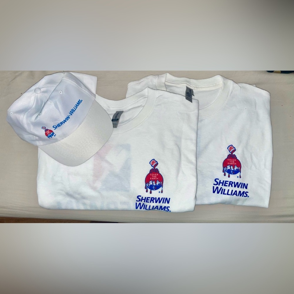 SHERWIN WILLIAMS GUILAN 2XL SHORT SLEEVE  T-SHIRTS & ADJUSTABLE HAT PAINT LOGO